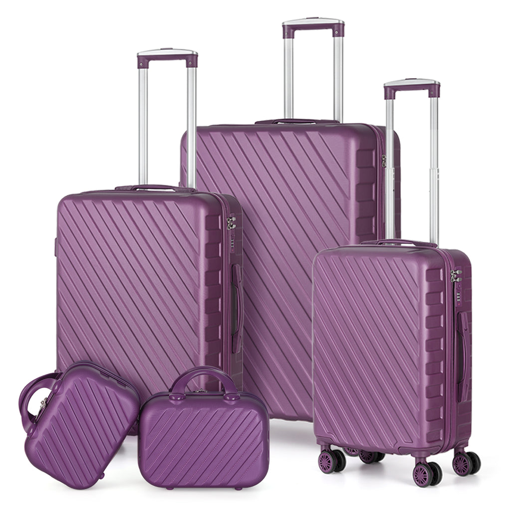 Luggage 5 Piece Set ABS Carry On Hardside Suitcase Travel Bag TSA Spinner Wheels