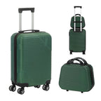 2-Piece Hardside Luggage Set - 20 Inch Carry On Suitcase + 14 Inch Cosmetic Case, ABS Spinner Luggage with Lock (Black/Purple)