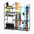 Standalone Metal Ski and Snowboard Storage System for Garage, Heavy-Duty Floor Organizer with Integrated Shelving for Boots, Poles, and Winter Gear