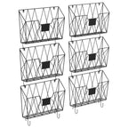6 Pack Mesh Wall File Organizer - Hanging Wire Magazine Rack & Mail Holder with Hooks