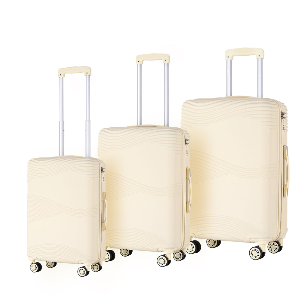 3 Piece Luggage Sets with TSA Travel Bag ABS Hard Shell Suitcases Spinner Wheels