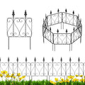 7 Pcs Easy Assembly Rustproof Fence Panels for Yard Lawn, Decorative Metal Outdoor Fences and Borders, Total 26. 4 inch(H) x 10ft(L) Garden Fencing Animal Barrier, for Dogs, Flower Bed, Patio, Square