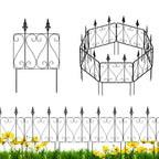 7 Pcs Easy Assembly Rustproof Fence Panels for Yard Lawn, Decorative Metal Outdoor Fences and Borders, Total 26. 4 inch(H) x 10ft(L) Garden Fencing Animal Barrier, for Dogs, Flower Bed, Patio, Square