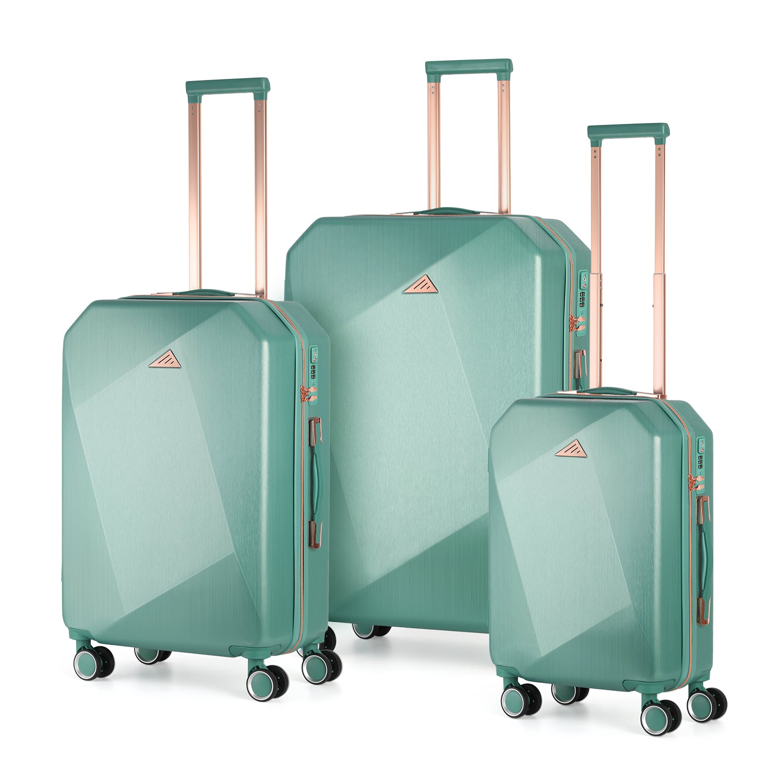 Luggage Set 3 Piece Luggage Set Carry On Suitcase Hardside Luggage with TSA Lock Spinner Wheels, Rose Gold ABS+PC (20in/24in/28in)