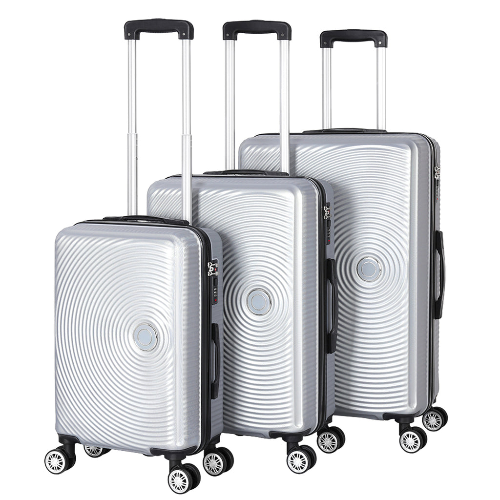 3 Pieces Luggage Set ABS Travel Suitcase with Spinner Wheels, Durable Hardshell Carry on Suitcase with TSA Lock (20 inch 24 inch 28 inch)