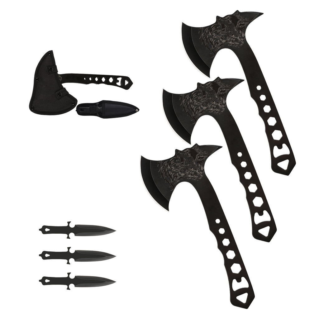 Precision Strike 3-Pack Throwing Axe & Tomahawk Set | 10" Competition-Grade Throwing Hatchets with Integrated Bottle Opener