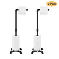 Set of 2 Freestanding Industrial Metal Toilet Tissue Roll Holders for Bathroom Storage, Black