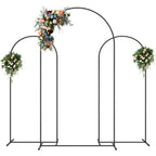 Set of 3 Gold Metal Arch Backdrop Stand, 7.3FT Large Central Arch & 2PCS 6FT Side Arched Frame, Heavy Duty Round Pipe Wedding Balloon Flower Arch Stand for Wedding Baby Shower Gender Reveal Birthday Party Ceremony Decor