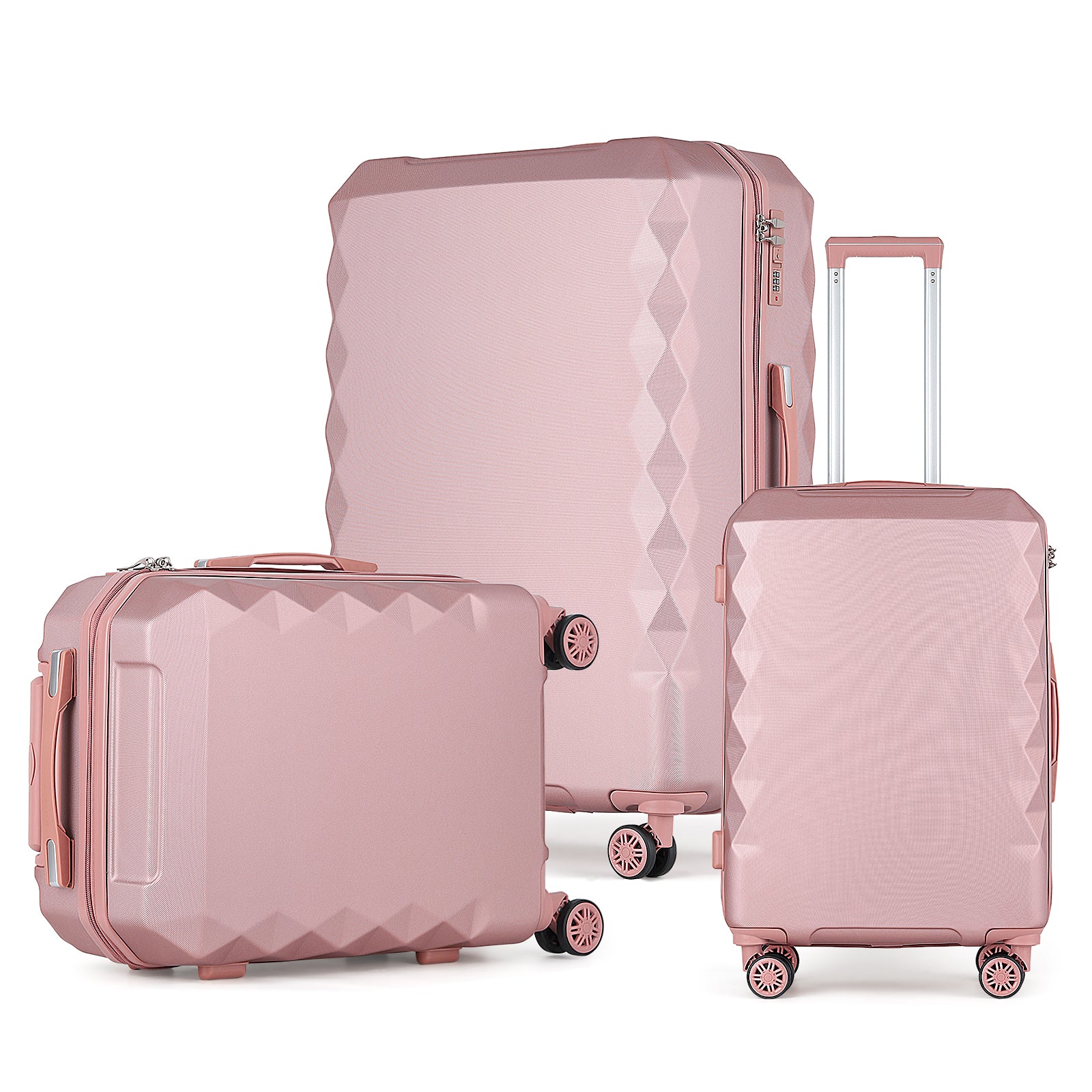 3 Piece Set (20in/24in/28in) Travel Suitcase Hardside Luggage with Spinner Wheel