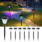 Waterproof Solar Powered Garden Path Lights Set of 8, Auto On/Off LED Crystal Ground Stake Landscape Lights, Solar Walkway Lighting for Backyard Sidewalk Lawn Decorations