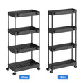 2 Packs Slim Storage Rolling Cart with Wheels, 4 Tier Utility Carts Bathroom Organizers and Storage, for Kitchen Narrow Place, Black