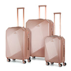Luggage Set 3 Piece Luggage Set Carry On Suitcase Hardside Luggage with TSA Lock Spinner Wheels, Rose Gold ABS+PC (20in/24in/28in)