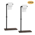 Toilet Paper Holder Stand, Set of 2 Freestanding Toilet Paper Holder, Standing Toilet Paper Holder with Reserve Storag Bathroom Toilet Paper Roll Holder with Wooden Base