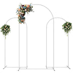 Set of 3 Gold Metal Arch Backdrop Stand, 7.3FT Large Central Arch & 2PCS 6FT Side Arched Frame, Heavy Duty Round Pipe Wedding Balloon Flower Arch Stand for Wedding Baby Shower Gender Reveal Birthday Party Ceremony Decor