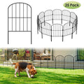 Decorative Arched Metal Garden Fencing - 25 Panels, 27ft x 24in Black Rustproof Wire Fence for Outdoor Yard, Flower Bed Edging, and Animal Barrier