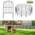 Decorative Arched Metal Garden Fencing - 25 Panels, 27ft x 24in Black Rustproof Wire Fence for Outdoor Yard, Flower Bed Edging, and Animal Barrier