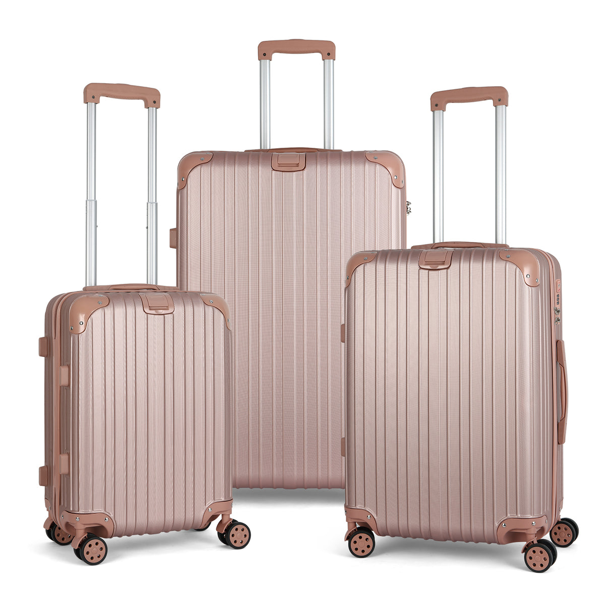 Three-Piece ABS Hard Shell Luggage Set - 20Inch, 24Inch, 28Inch Durable Spinner Suitcases with Combination Locks, Lightweight Travel Luggage for Business & Family Trips, Multiple Colors Available (Purple)