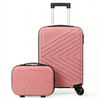 2-Piece PP Hardside Luggage Set - 20 Inch Carry On Suitcase + 14 Inch Cosmetic Case with Spinner Wheels (Black)