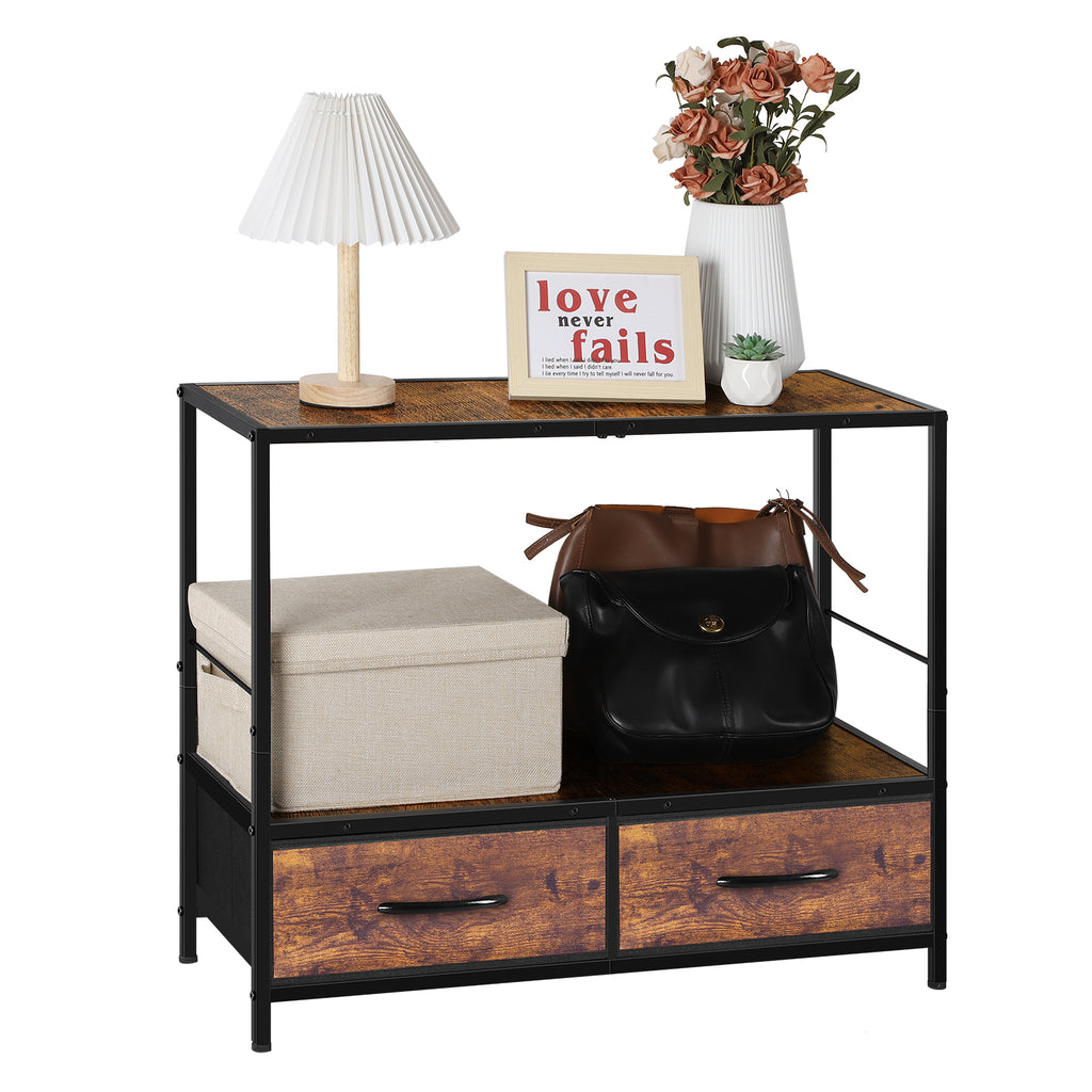Side Tables Living Room 3 Tier Bed Side Sofa Table with Drawers Farmhouse Small End Table with Storage Shelf for Small Spaces, Bedroom, Home Decor