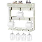 Mug Rack Shelf for Wall Coffee Mug Holder with 6 Hooks and 4 Glasses Hanging Cups Organizer Wall Mount with Shelf Wood Cups Organizer 3 Tier Mugs Display and Collection for Home Kitchen