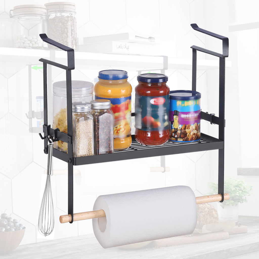 Magnetic Spice Rack for Fridge - with Paper Towel Holder & Hooks
