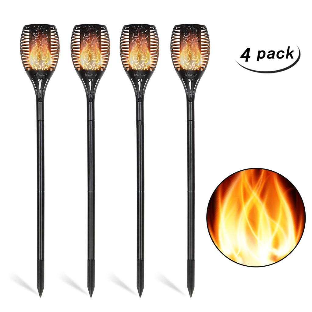 4 Pack Solar Torch Lights, Flickering Flame Solar Garden Lights, Waterproof Outdoor Landscape Stake Light, Decorative Solar Powered Pathway Lamp for Yard Patio Lawn Backyard