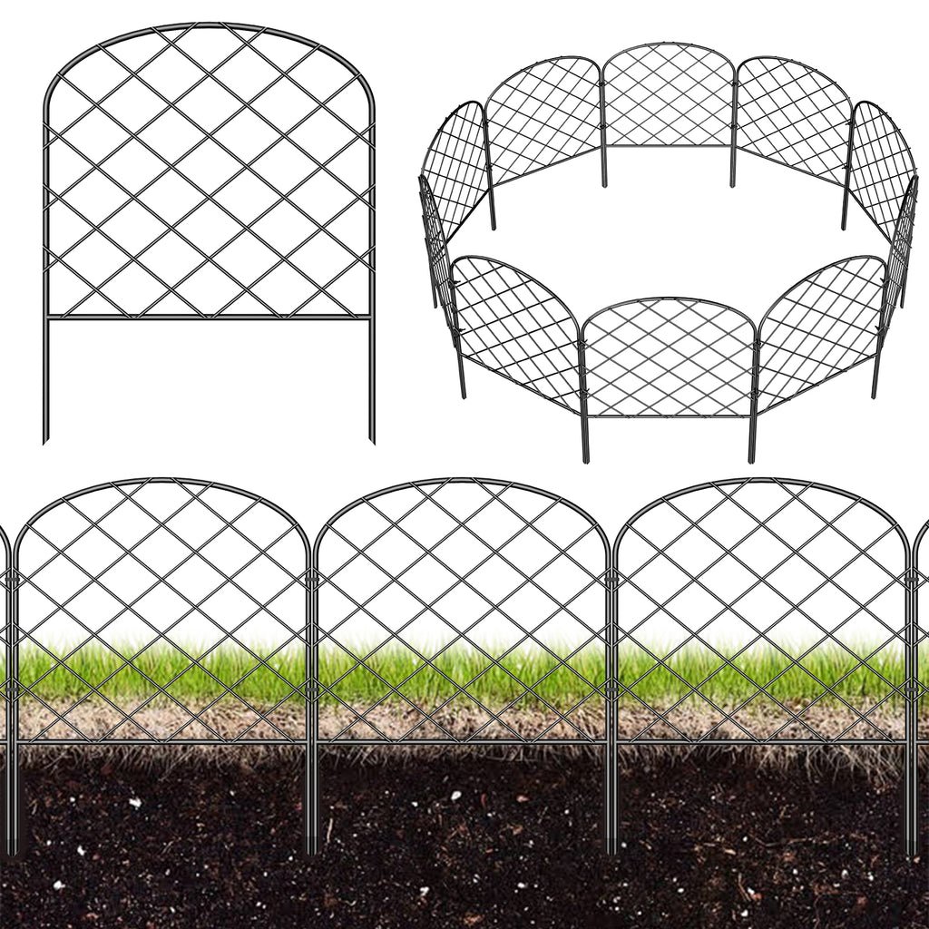 10-Piece Ornamental Garden Fencing Set, 10.83ft Long x 17in High, Weather-Resistant Metal Wire Edging for Yard and Patio Landscaping