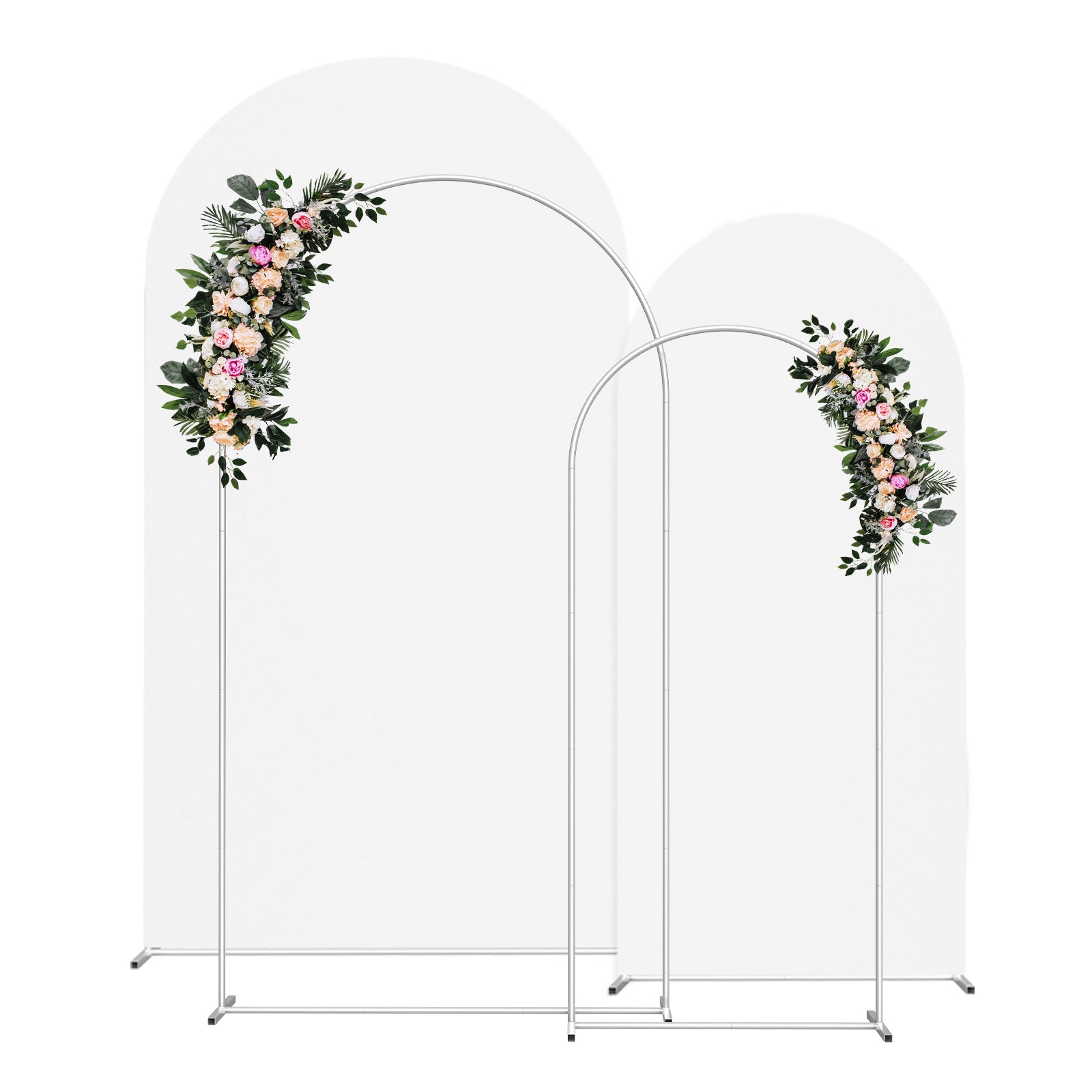 Set of 2 Metal Wedding Arch Backdrop Stand, 7.3ft & 6ft Adjustable Arched Frame for Party, Bridal, Baby Shower, Garden and Climbing Plants