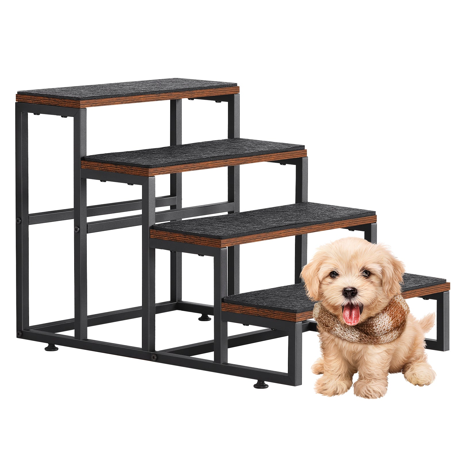 4-Tier Dog Stairs for High Beds & Couch, Non-Slip Pet Steps for Small to Large Dogs & Cats, Portable Ramp