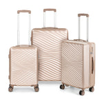 3Pcs Travel Luggage Set Trolley Spinner 20 /24/28 inch Suitcase Hard Shell Gold