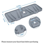 2-Piece Silicone Basin Faucet Mat, Protective Countertop Drip Catcher and Splash Guard Set for Kitchen and Bathroom Fixtures (Grey)