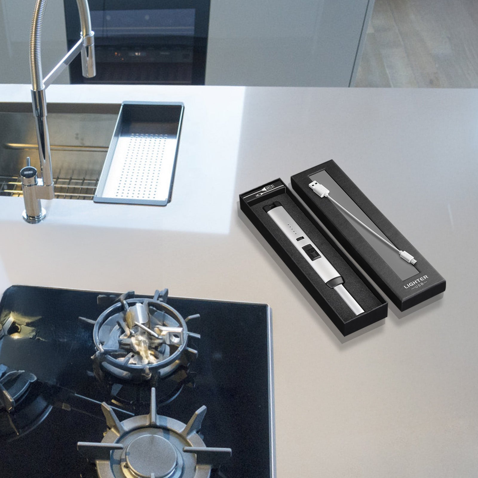 Rechargeable Electric Candle Lighter - USB Flameless Plasma Arc Lighter with Safety Lock & Battery Indicator