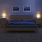 Modern Bedside Lamps with White Fabric Shade (Set of 2)， Simple Metal Base Nightstand Lights.