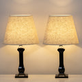 Set of 2 Contemporary Bedroom Nightstand Lights, Sleek Black Desktop Lamps with Acrylic Bases and Fabric Shades for Home Office or Dormitory Use
