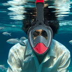 Full Face Snorkel Mask with Latest Dry Top System, Foldable 180 Degree Panoramic View Snorkeling Mask with Camera Mount Safe Breathing Anti-Leak Anti-Fog