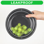 Pack of 50 Disposable Split Lunch Boxes Black Takeaway Containers for Bento, Work & Picnics Convenient, Lightweight & Easy-to-Carry