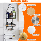 Bathroom Shower Head Hanging Caddy, Heavy Duty Powder Coated Anti-Rust Shower Organizer with 3 Storage Baskets, Drill-Free Shower Rack Accessories Holder for Bathroom Tub