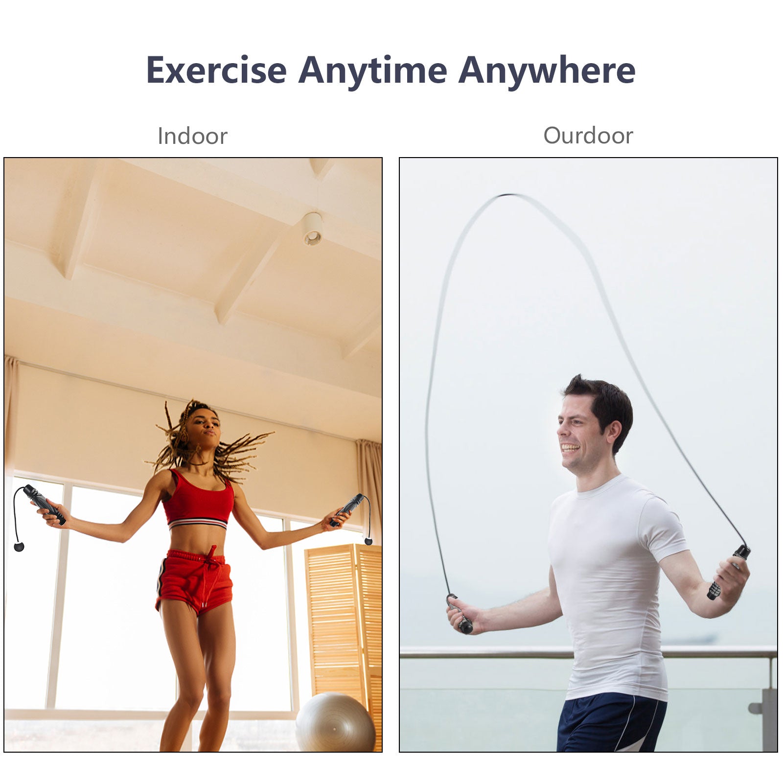 Ropeless Training Jump Rope with Weighted Handles for Fitness and Exercise
