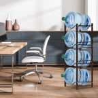 4-Tier 5 Gallon Water Bottle Holder Rack - Heavy Duty Stackable Water Jug Storage Organizer for Kitchen, Office & Breakroom, Black