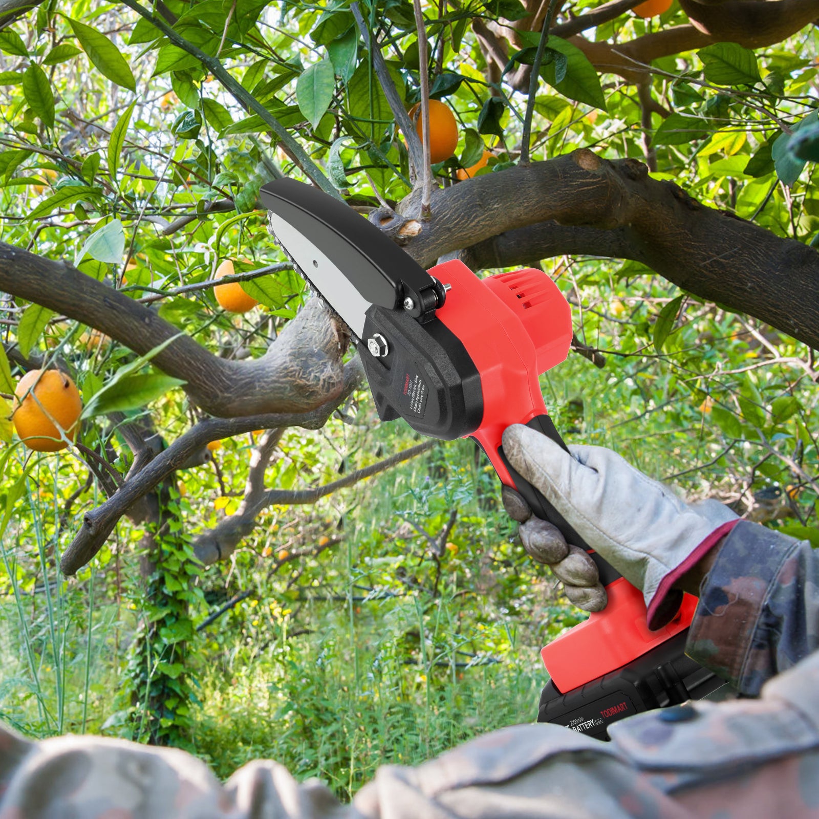 Mini Cordless Chainsaw 4-Inch Handheld - 21V Battery Operated Electric Saw for Tree Pruning & Wood Cutting