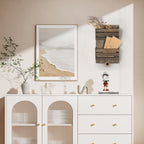 Rustic Farmhouse Wall-Mounted Mail & Key Station â€“ Dual-Tier Solid Wood Entryway Organizer