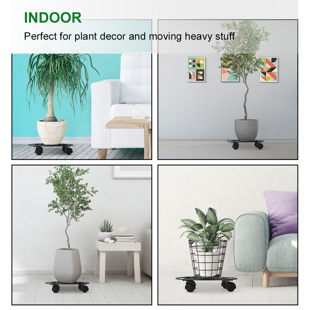 Set of 2 Heavy Duty Rolling Metal Caddy for Moving Garden Flower Pots and Indoor Outdoor Plants