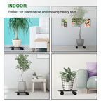 Set of 2 Heavy Duty Rolling Metal Caddy for Moving Garden Flower Pots and Indoor Outdoor Plants