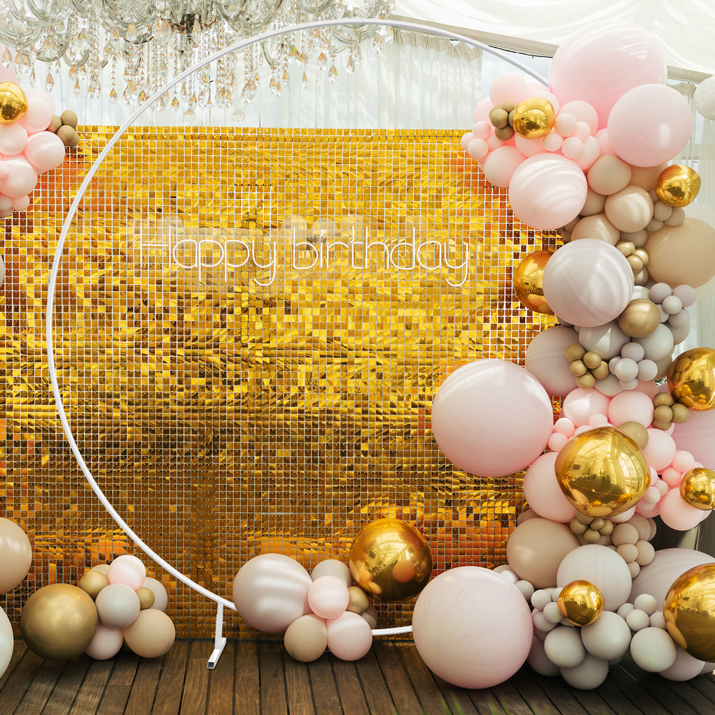 8.2ft x 8.2ft White Round Backdrop Stand, Circle Balloon Arch Frame Circle Backdrop Stand White Round Arch for Wedding Birthday Party Bridal Shower Anniversary Event Ceremony Decoration