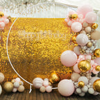 8.2ft x 8.2ft White Round Backdrop Stand, Circle Balloon Arch Frame Circle Backdrop Stand White Round Arch for Wedding Birthday Party Bridal Shower Anniversary Event Ceremony Decoration