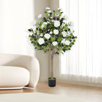 47” Artificial Camellia Tree with White Flowers 2 Pack