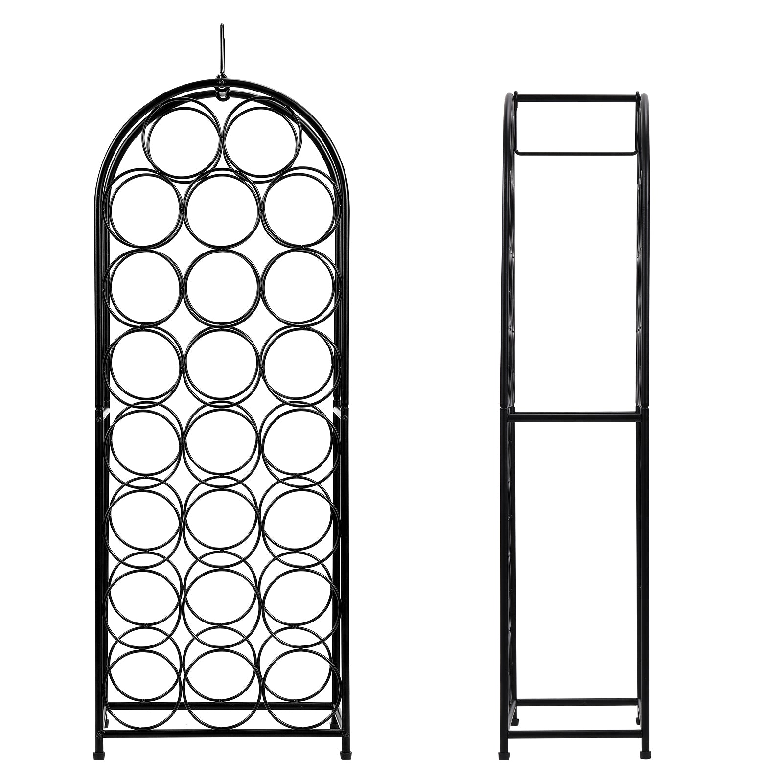 23-Bottle Freestanding Wine Rack - 7-Tier Metal Wine Holder & Display Stand, Black