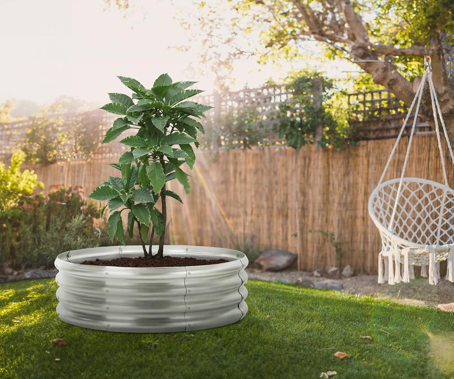 36 Inch Round Galvanized Steel Fire Pit Ring (12" Deep) - Durable Outdoor Liner for Camping & Backyard