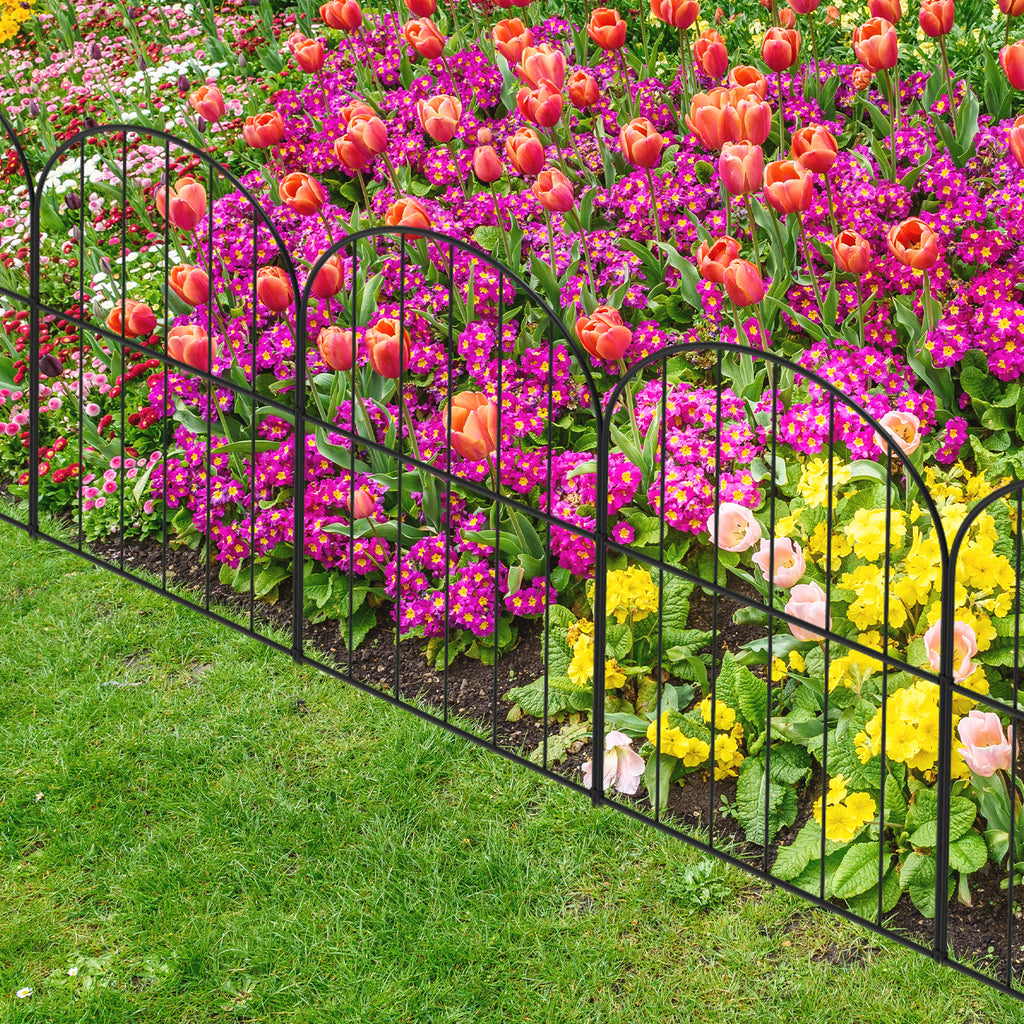 Small Arched Garden Fence 10-Pack, 16.5"H x 10ft L Metal Wire Animal Barrier for Small Dogs