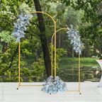 2-Piece Gold Wedding Arch Set (5ft/6ft), Nested Metal Backdrop Stands for Party & Event Decor